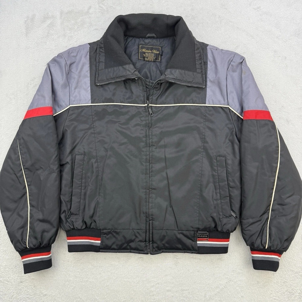 Yamaha Jacket Mens Large Maxim Wear Vintage Snowmobile Black Quilted